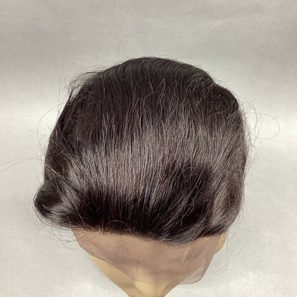 Straight 12” #Natural Black 100% Human Hair 360° Full Cap Lace Frontal - Picture 3 of 11